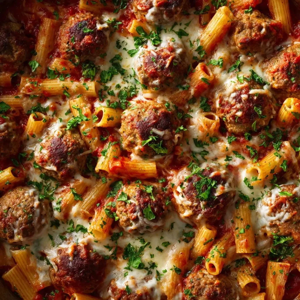 Dump-and-Bake Meatball Casserole baking covered in foil