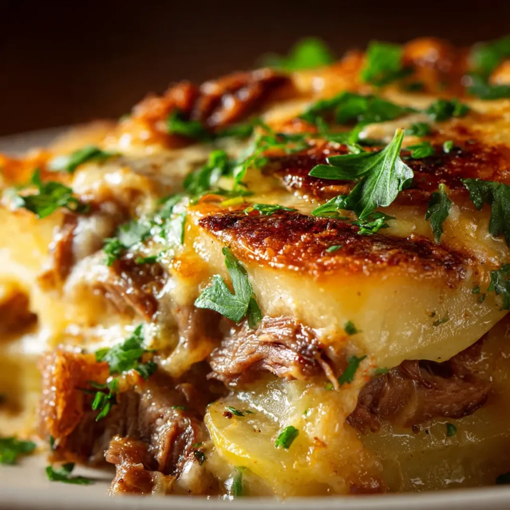 slow Cooker Beef and Potato Casserole Serving