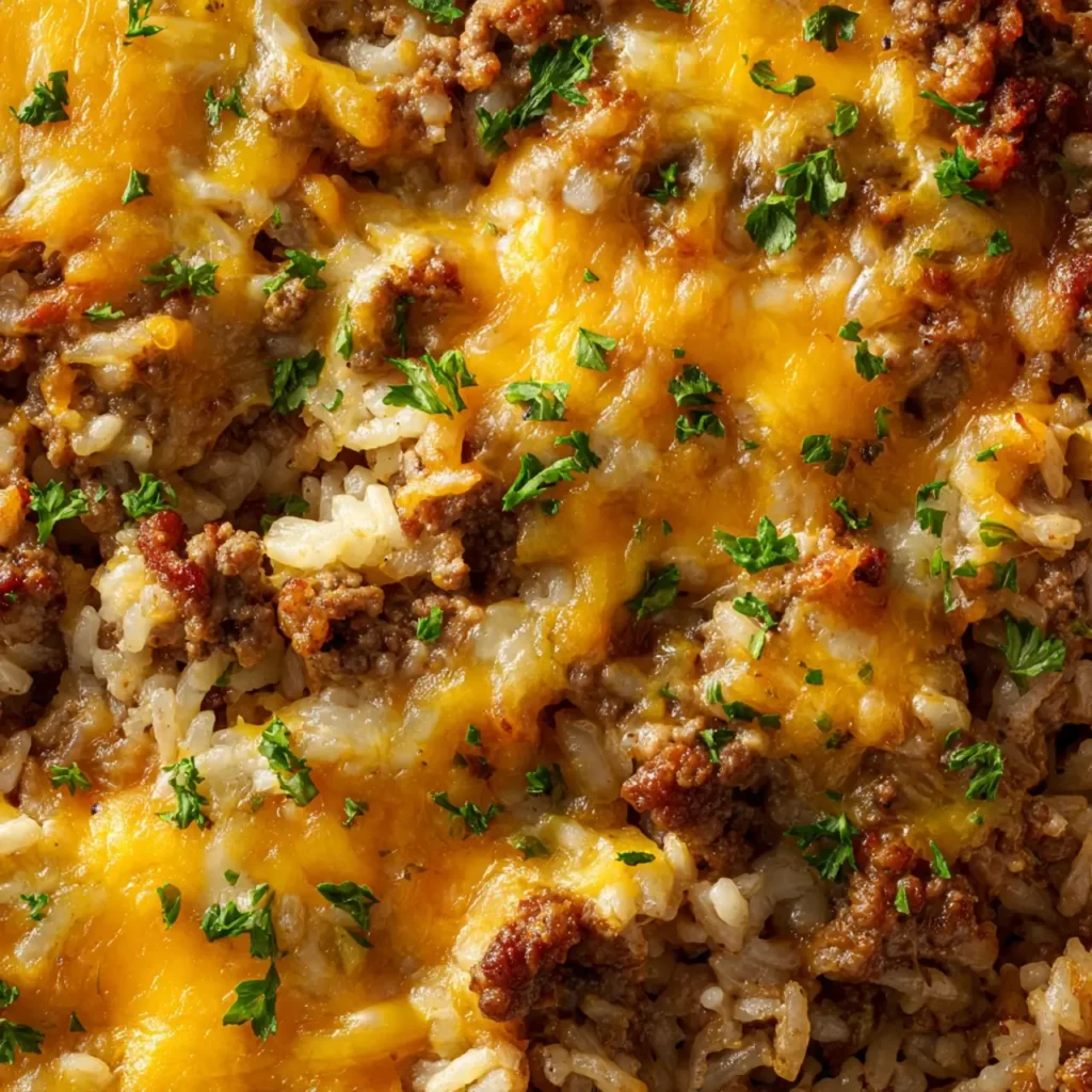Cheesy Hamburger Rice Casserole Quick Dinner