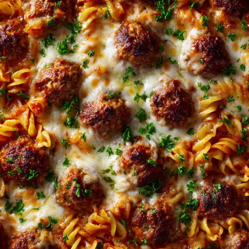 Dump-and-Bake Meatball Pasta Dinner