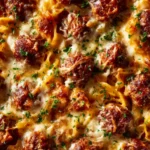 Dump-and-Bake Meatball Casserole fresh from oven