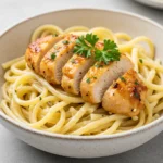 Garlic Butter Chicken Pasta in serving bowl