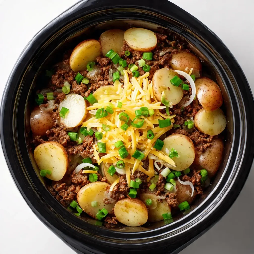 Layering Beef and Potatoes in Slow Cooker