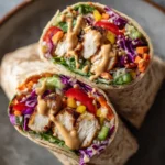 Thai Peanut Chicken Wraps with peanut sauce