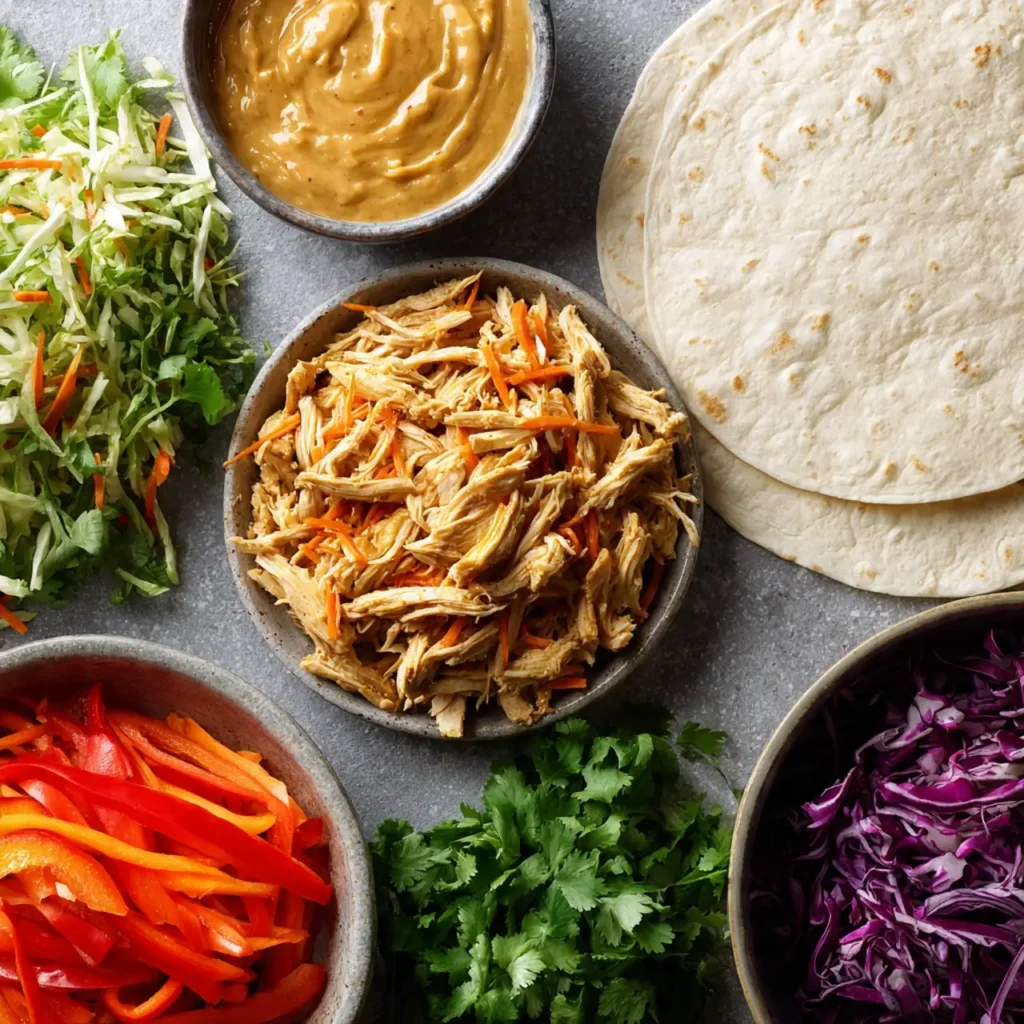 Ingredients for Thai Peanut Chicken Wraps