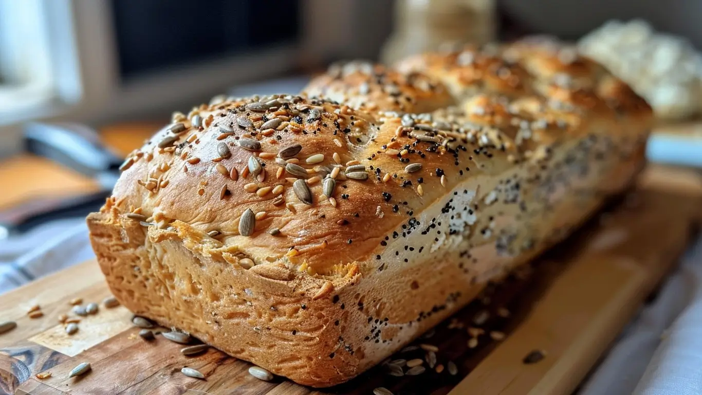 Cottage cheese bread with seeds