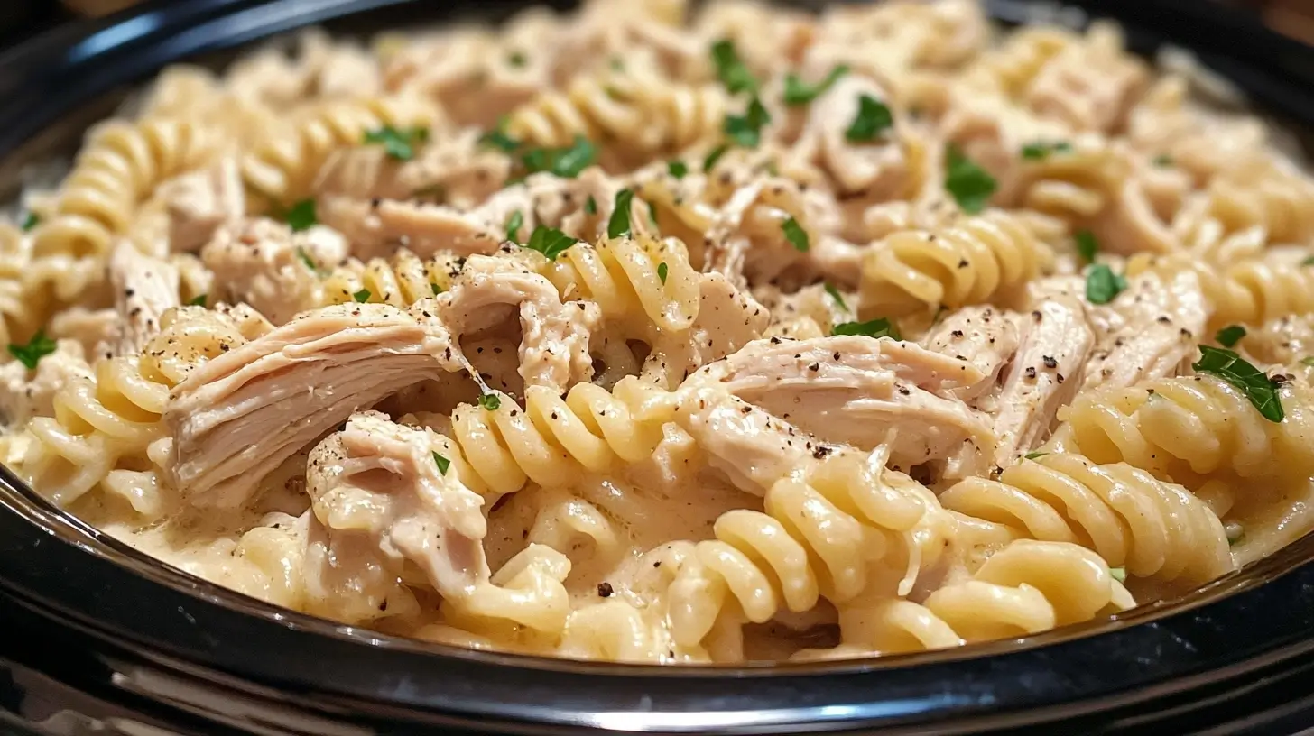 Crockpot Garlic Parmesan Chicken Pasta Recipe