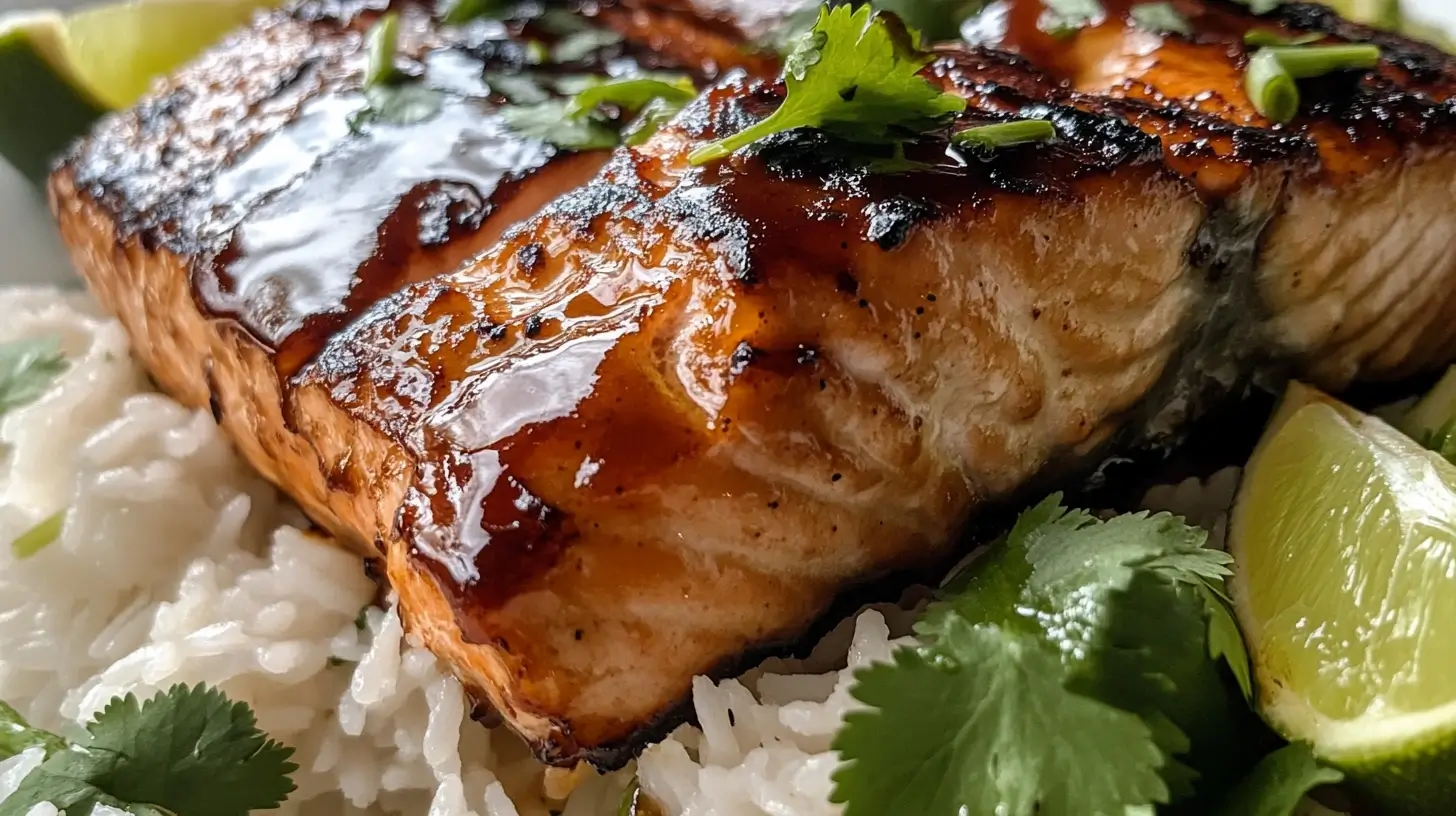 Salmon with Teriyaki Sauce and Rice