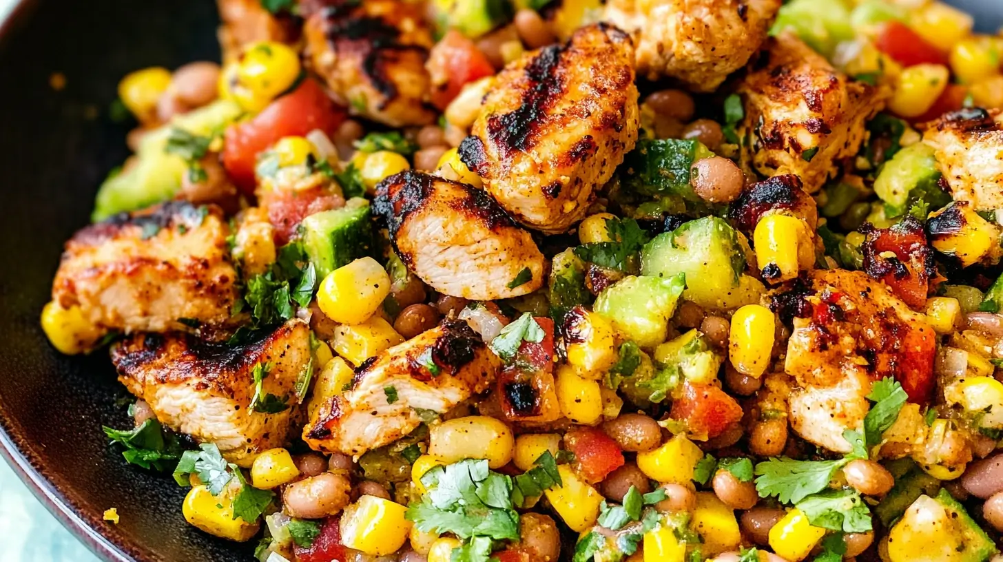 Grilled Chipotle Chicken and Corn Dense Bean Salad recipe