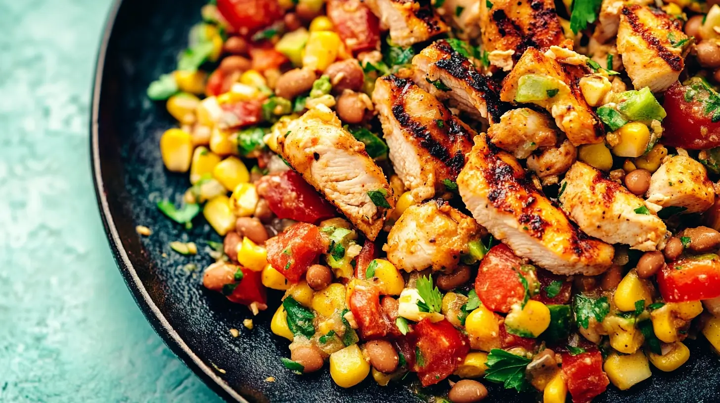 Grilled Chipotle Chicken and Corn Dense Bean Salad