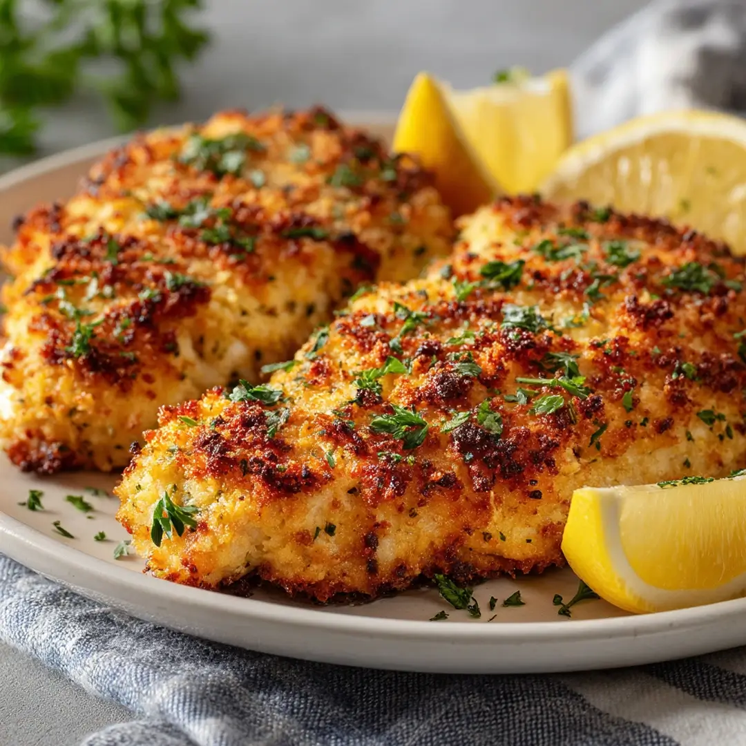 Hellmann’s Parmesan Crusted Chicken Recipe – So Easy, It Feels Like Magic 1 Hellmann's Parmesan Crusted Chicken recipe on white plate with golden crispy topping