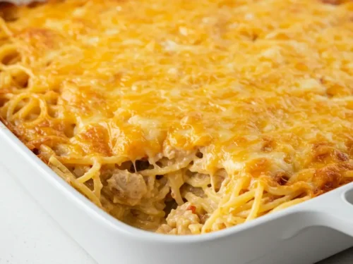 Baked Spicy Southern Cheesy Chicken Spaghetti Casserole