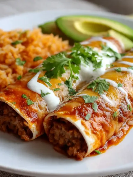 Easy Cheesy Ground Beef Enchiladas in Baking Dish