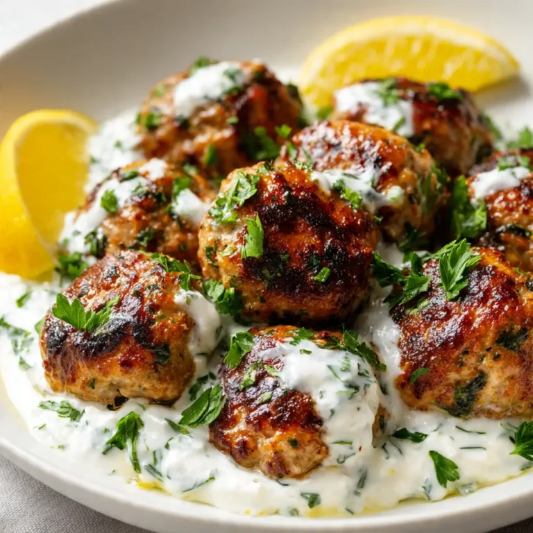 Savory Greek Turkey Meatballs Paired with Creamy Tzatziki Sauce