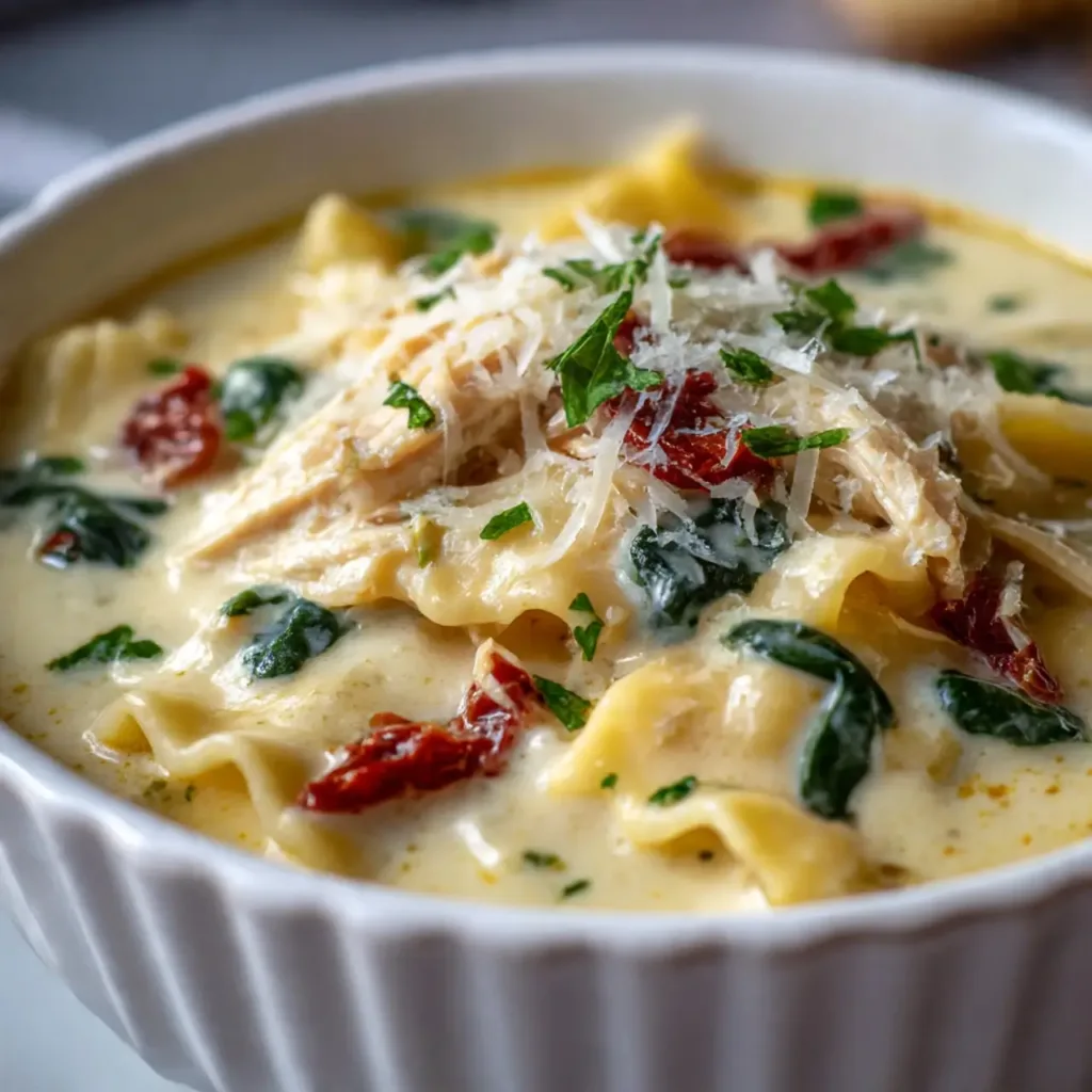 Bowl of White Lasagna Soup served