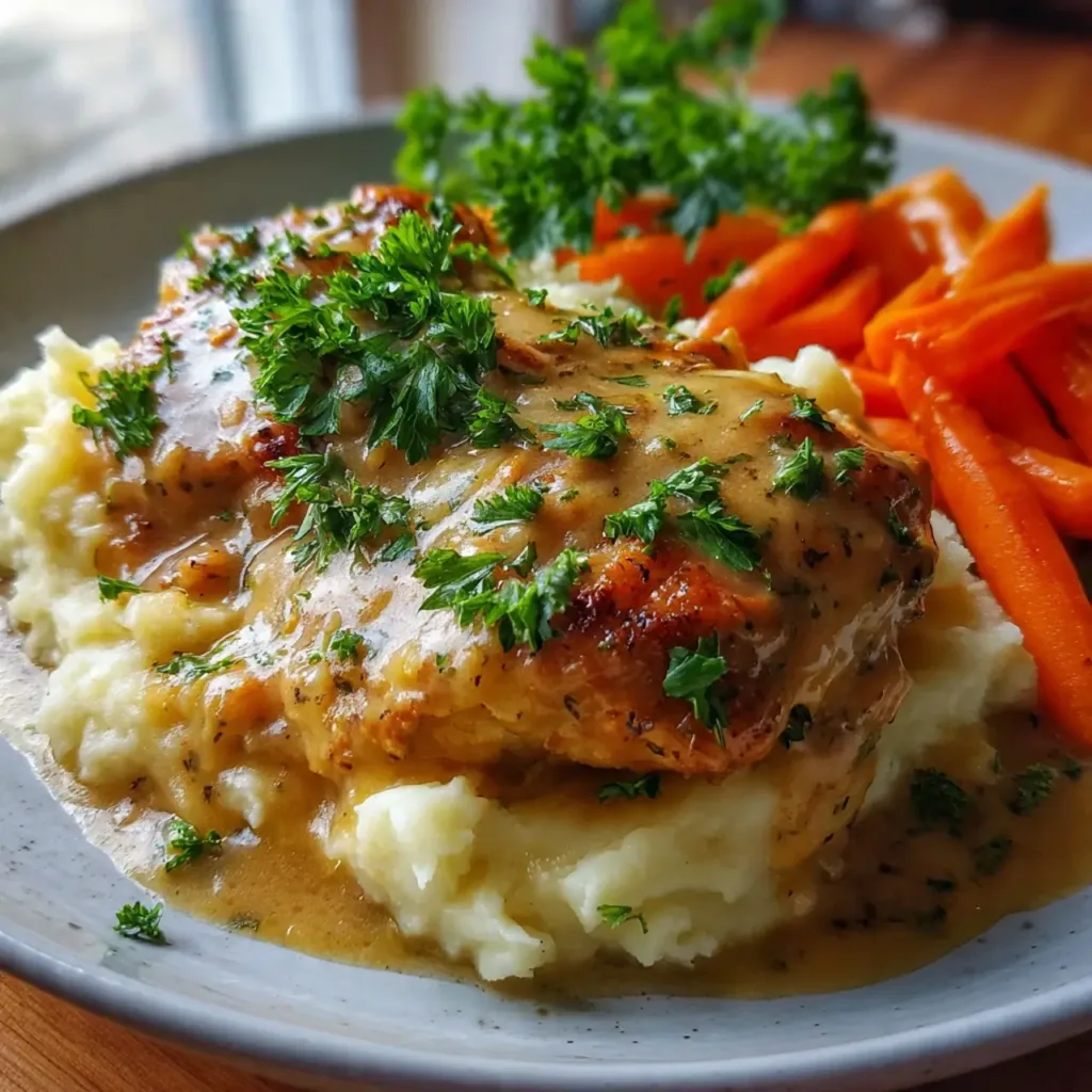 Chicken Gravy Over Mashed Potatoes Serving