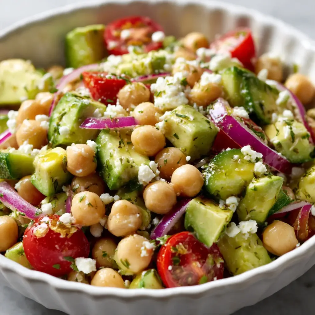 Chickpea Feta Avocado Salad