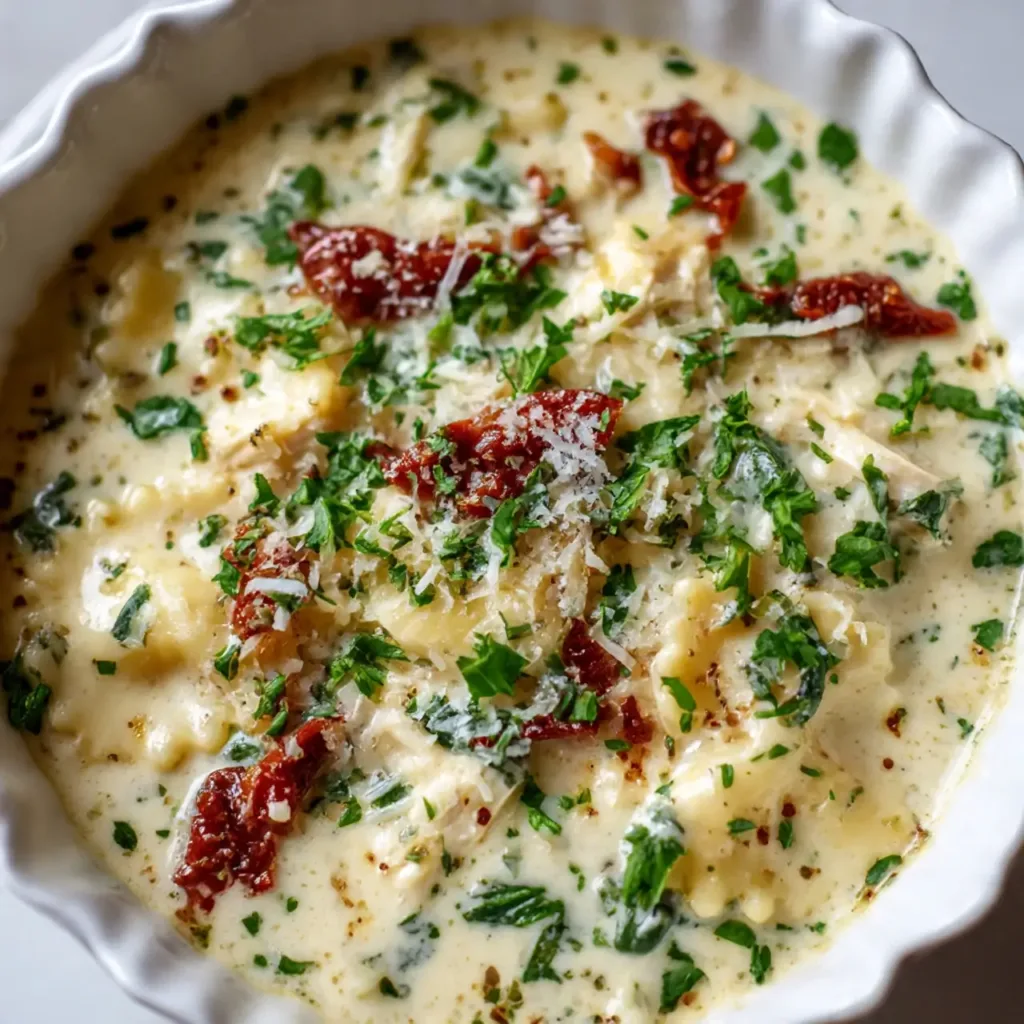 Easy Lasagna Soup with cheese topping