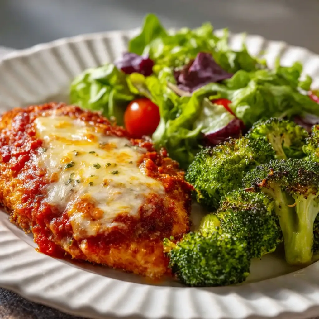 Healthy Chicken Parmesan on a plate