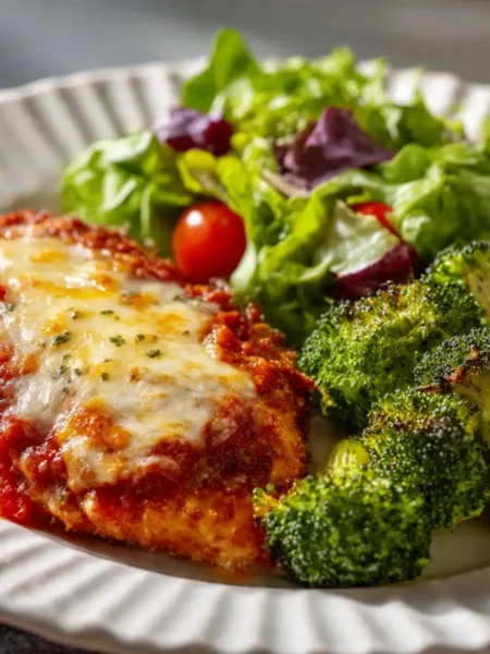 Healthy Chicken Parmesan on a plate