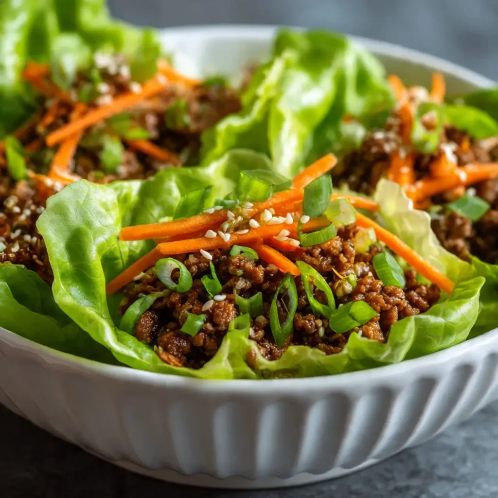 Savory Ground Beef Lettuce Wraps with Asian Inspired Flavors