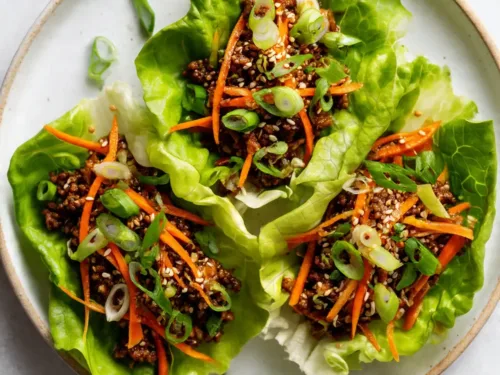 Savory Ground Beef Lettuce Wraps with Asian Inspired Flavors