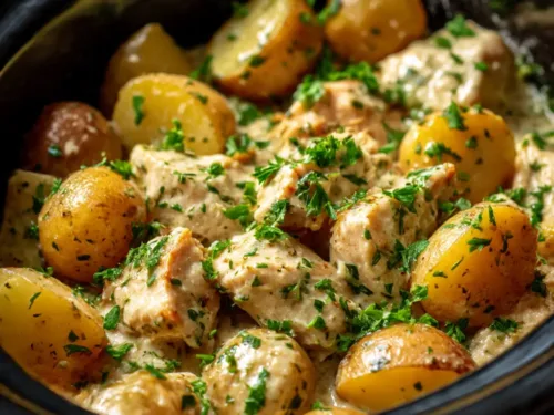 Slow Cooker Parmesan Garlic Chicken and Potatoes