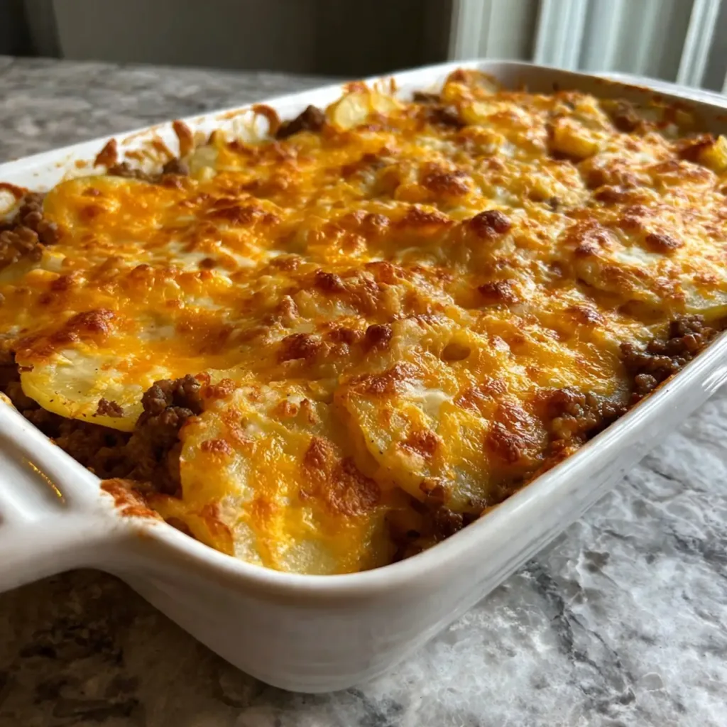Cheesy Ground Beef and Potato Bake
