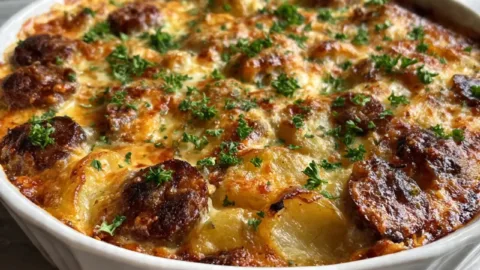 Cheesy Ranch Potatoes and Smoked Sausage Bak