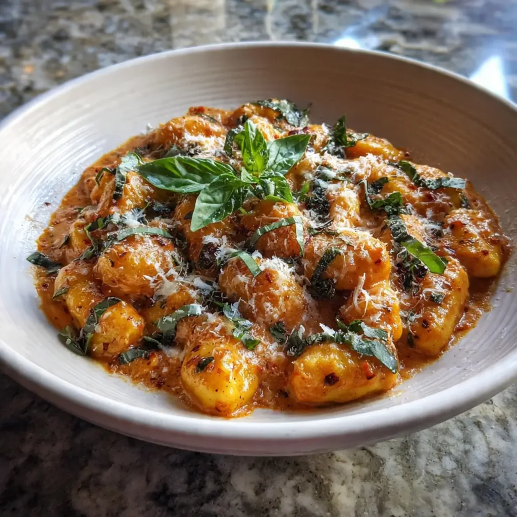 Easy Creamy Tomato Basil Gnocchi