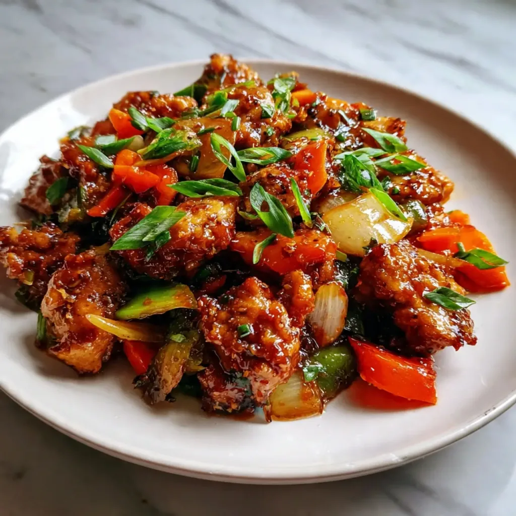 Plated serving of Teriyaki Chicken Casserole